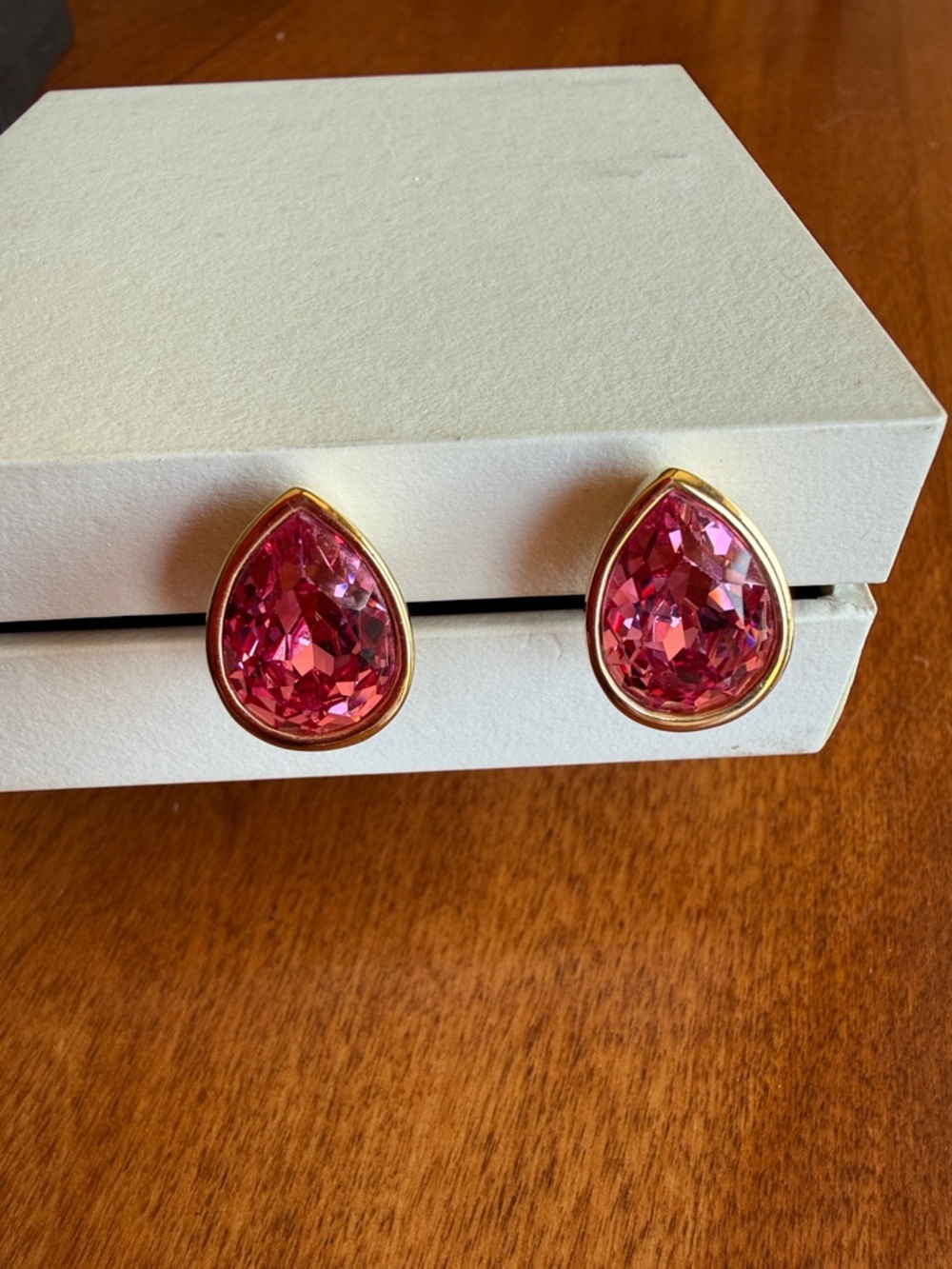 Sal (Swarovski America, ltd) Pink Crystal Clip on Stud Earrings